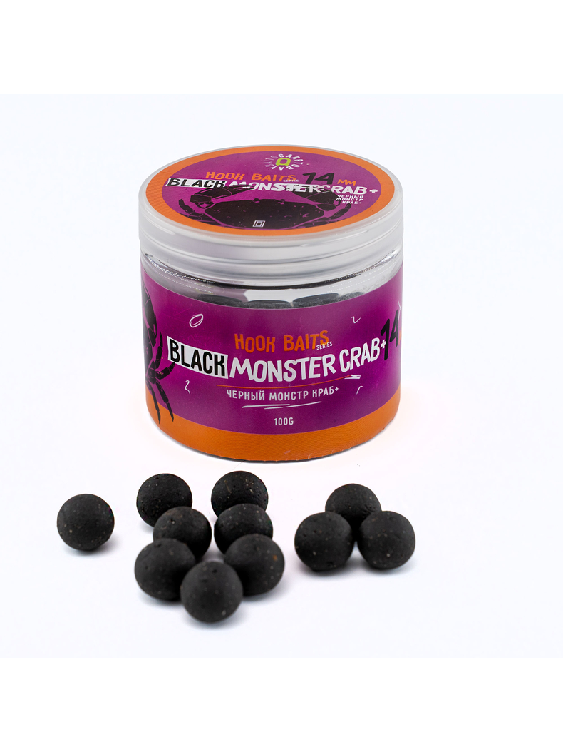 Бойлы насадочные Carptoday Baits Black Monster Crab+ (Черный Монстр Краб), Диаметр: 14 мм, Вкус: Монстр Краб черный