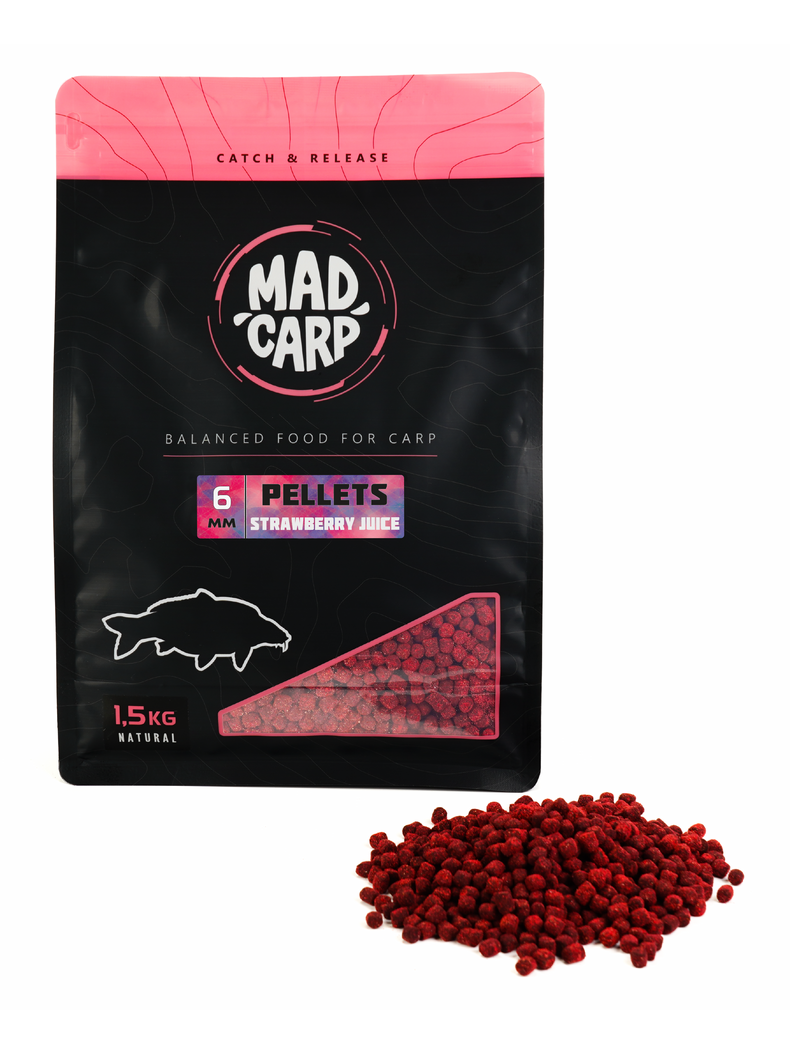 Пеллетс MAD CARP Baits STRAWBERRY JUlCE (Клубника), Диаметр: 6 мм Пеллетс MAD CARP Baits STRAWBERRY JUlCE (Клубника), Диаметр: 6 мм