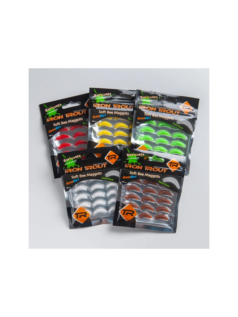 Силиконовые приманки ароматизированные IRON TROUT Super Soft Bee Maggots - Cheese / 2.5cm / SR - 15шт., изображение 3