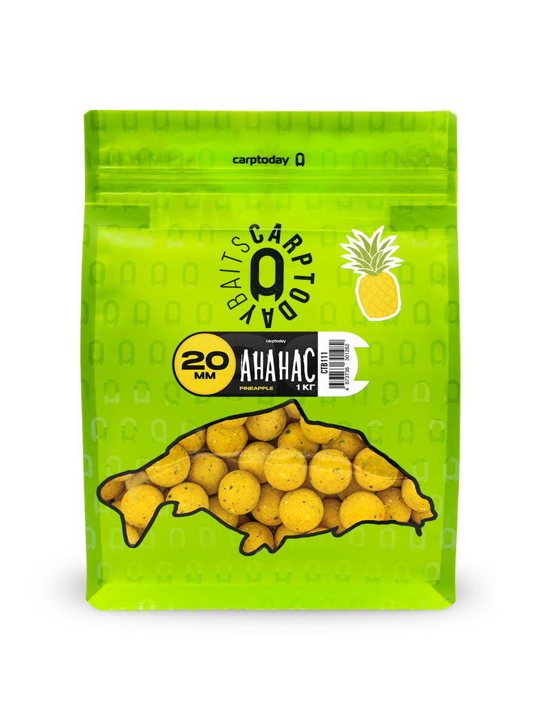 Бойлы Carptoday Baits Pineapple (Ананас) 1кг 20мм, Диаметр: 20 мм, Вкус: Ананас Бойлы Carptoday Baits Pineapple (Ананас) 1кг 20мм, Диаметр: 20 мм, Вкус: Ананас