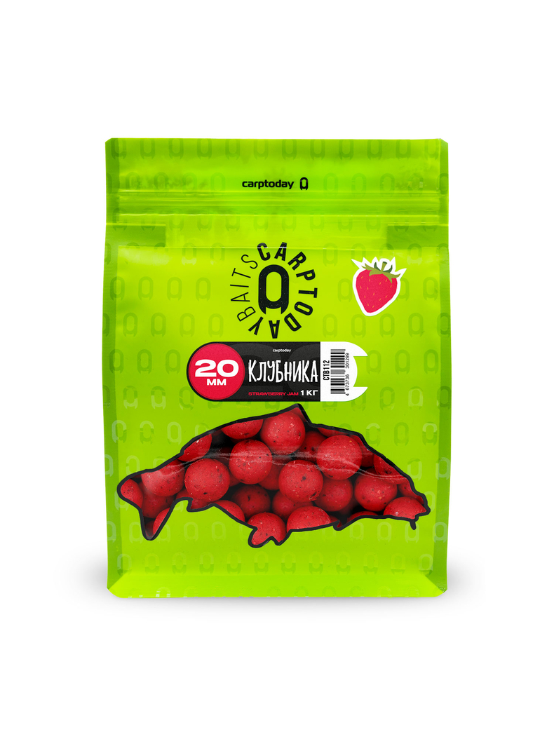 Бойлы Carptoday Baits Strawberry (Клубника) 1кг 20 мм, Диаметр: 20 мм, Вкус: Клубника
