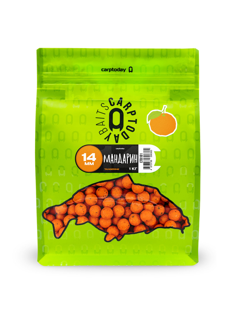 Бойлы Carptoday Baits Tangerine (Мандарин) 1кг 14мм, Диаметр: 14 мм, Вкус: Мандарин