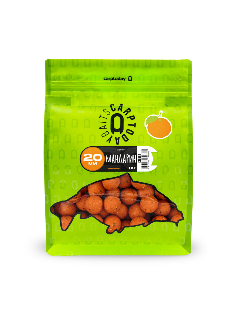 Бойлы Carptoday Baits Tangerine (Мандарин) 1кг 20 мм, Диаметр: 20 мм, Вкус: Мандарин