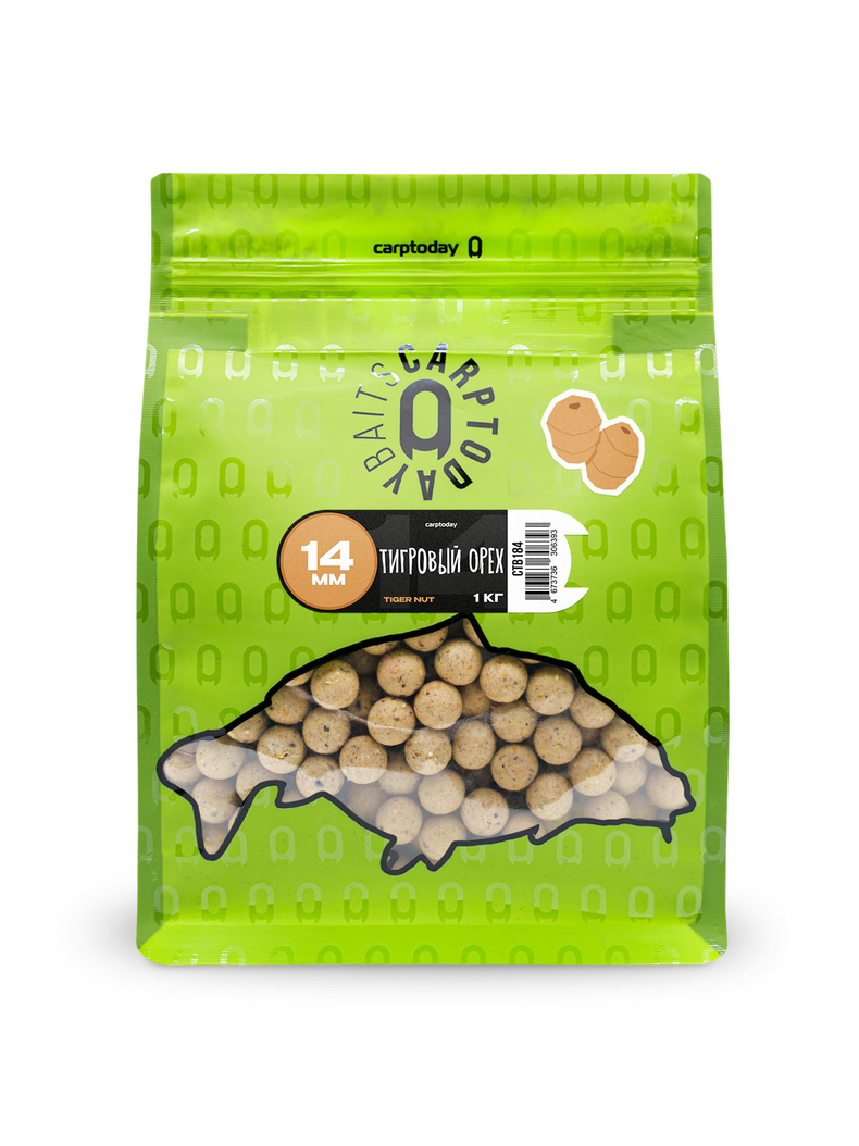 Бойлы Carptoday Baits Tiger Nut (Тигровый Орех) 1кг 14 мм, Диаметр: 14 мм, Вкус: Тигровый Орех