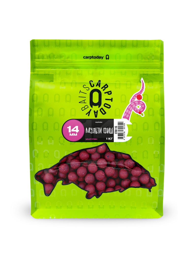 Бойлы Carptoday Baits Multi Fish (Мульти Фиш) 1кг 14 мм, Диаметр: 14 мм, Вкус: Мульти Фиш