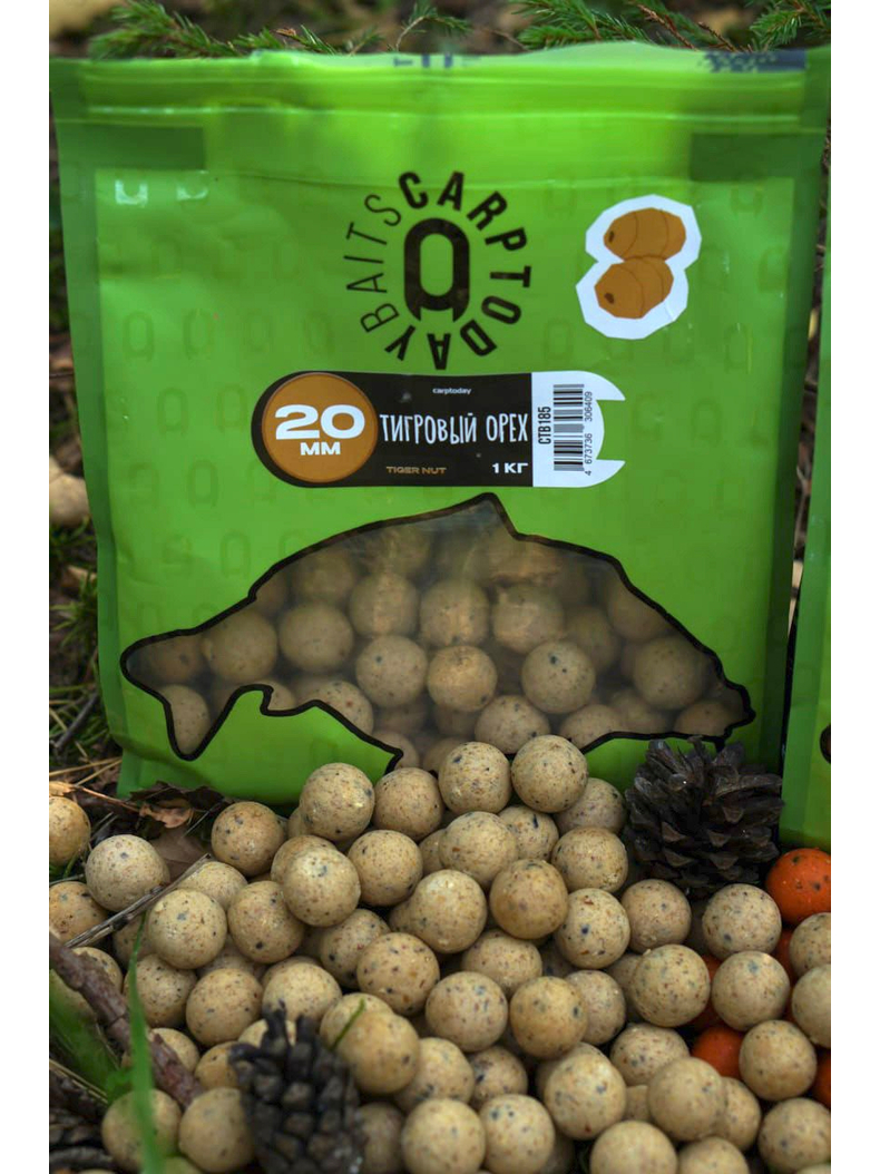 Бойлы Carptoday Baits Tiger Nut (Тигровый Орех) 1кг 20 мм, Диаметр: 20 мм, Вкус: Тигровый Орех, изображение 2