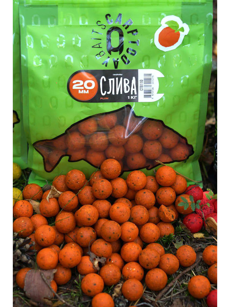Бойлы Carptoday Baits Plum (Слива) 1кг 20 мм, Диаметр: 20 мм, Вкус: Слива, изображение 2