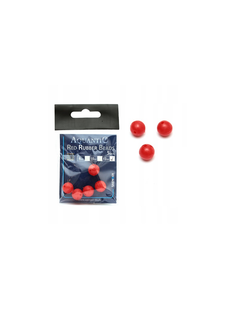 Бусина резиновая AQUANTIC® Rubber Bead - 12 mm / Fluo Red - 5 шт.