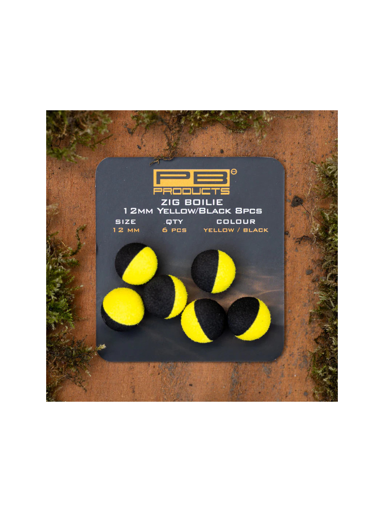 Плавающие насадки PB Products Zig Boilie - 12mm - Black/Yellow - 6шт. — купить в интернет-магазине CARPshop