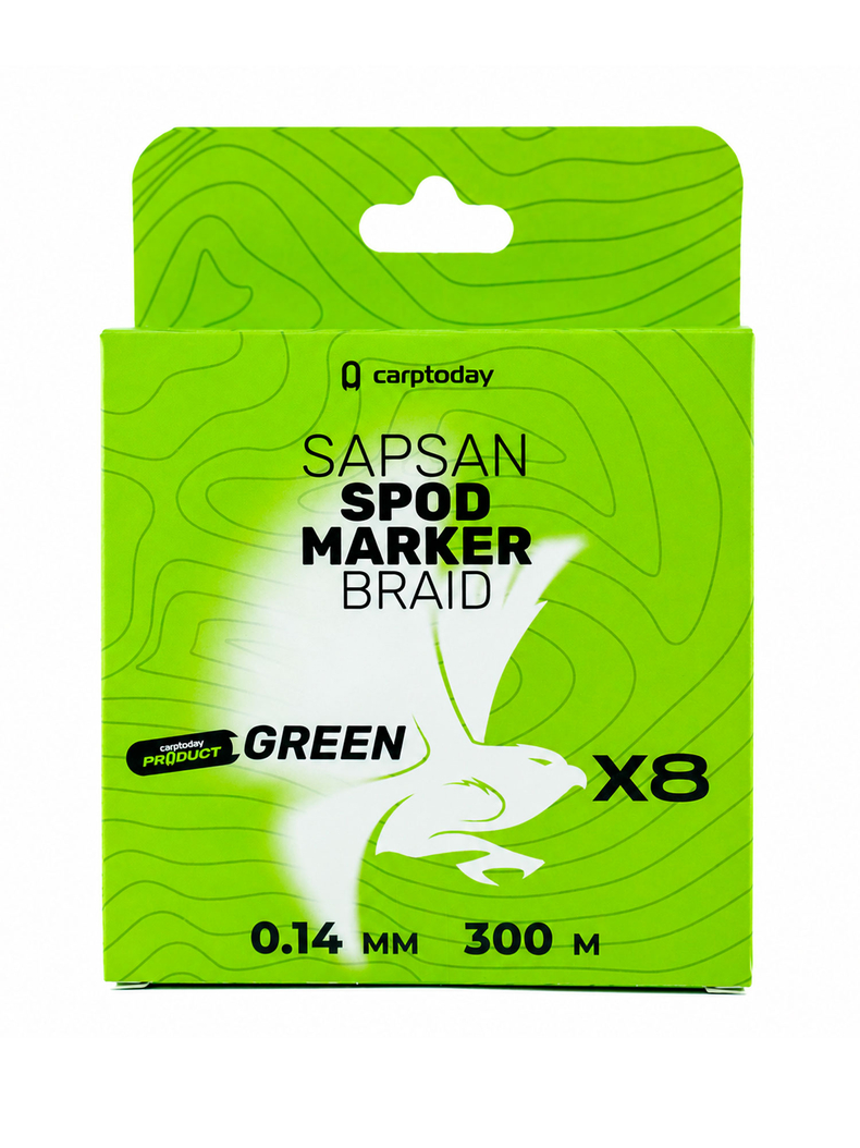 Плетёный шнур для прикормочных ракет Carptoday Sapsan Spod & Marker Braid Green 0.14мм 300м, Диаметр: 0,14 мм, Цвет: Зелёный, изображение 5