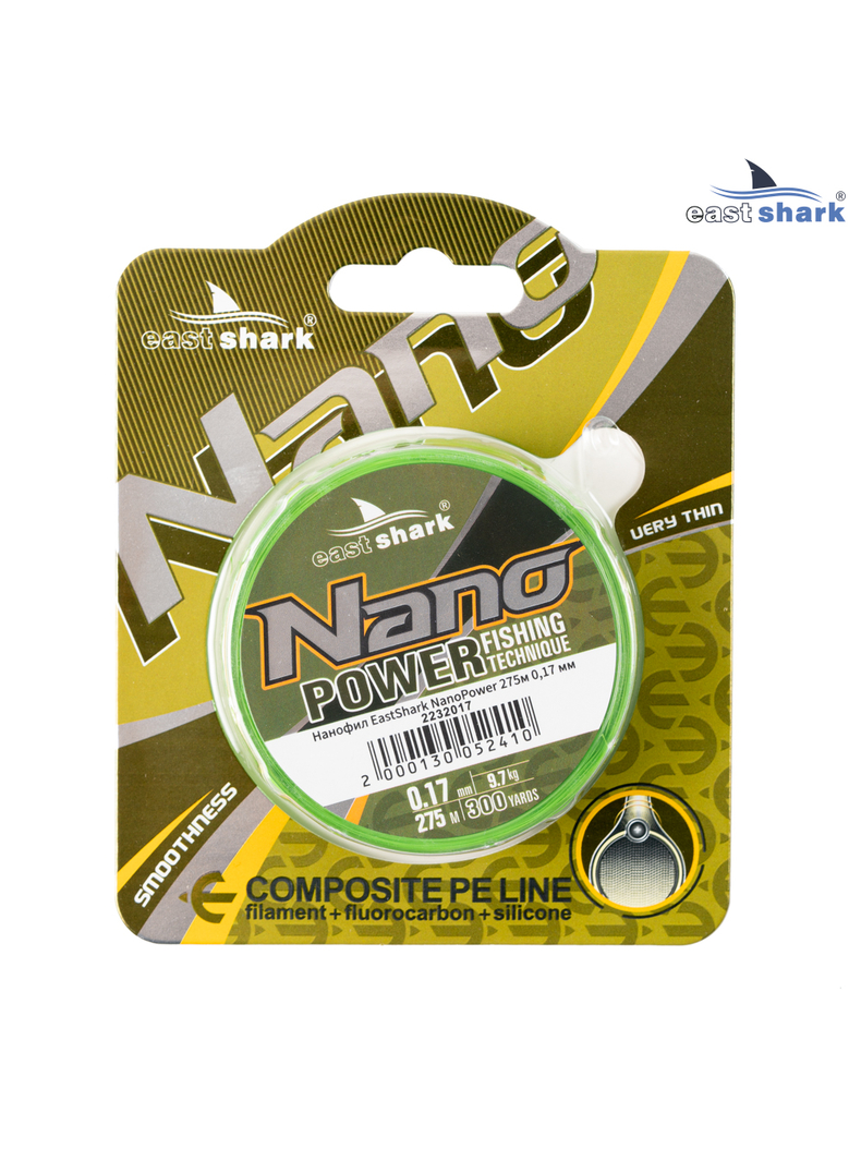 Нанофил EastShark NANOPower 0,17мм 275м, плетёный шнур для карповой рыбалки — CARPshop
