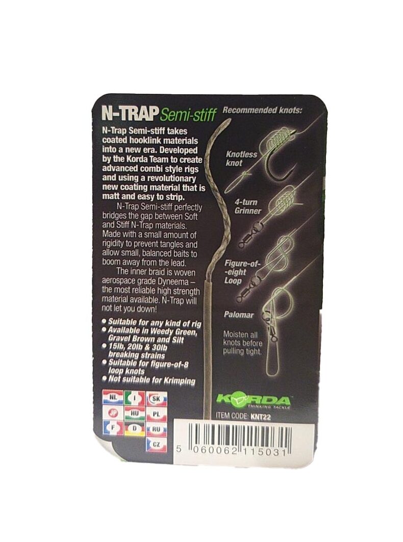 Поводковый материал Korda N-Trap Semi Stiff в оплётке средней жесткости — фото 11 — CARPshop