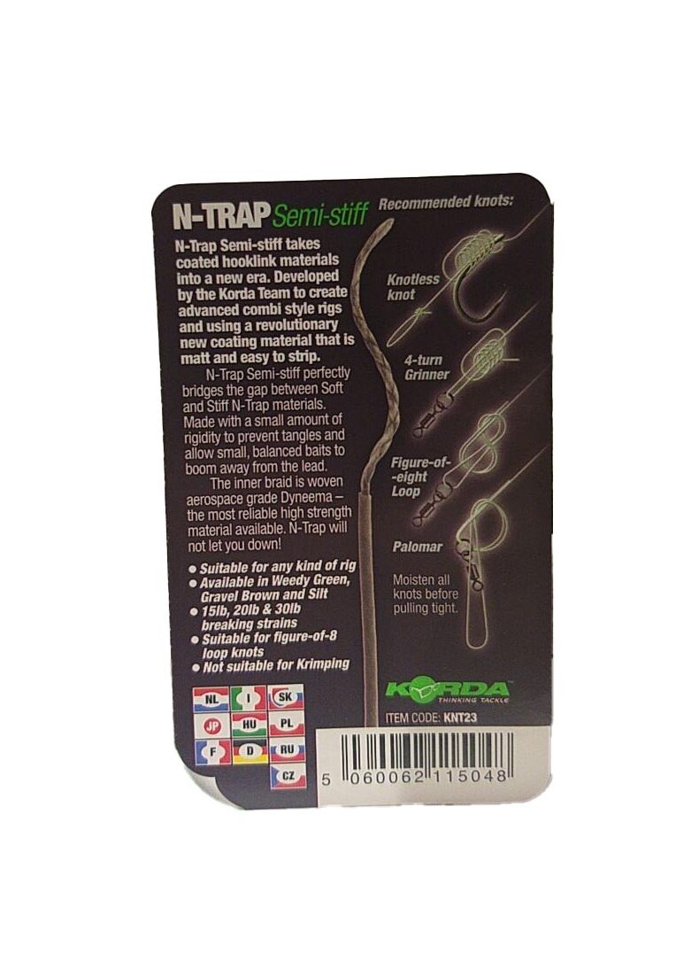 Поводковый материал Korda N-Trap Semi Stiff в оплётке средней жесткости — фото 12 — CARPshop
