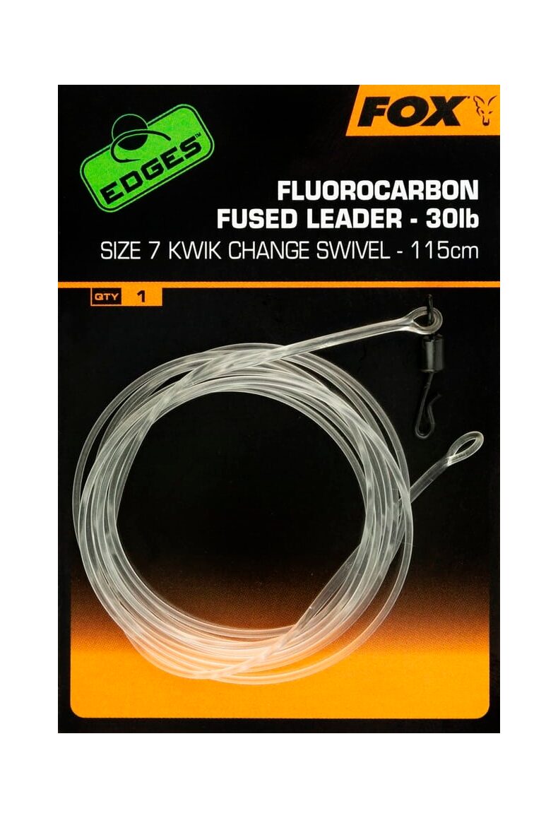 Флюрокарбоновый лидер FOX Edges Fluorocarbon Fused Leader 30lb 115см с быстросъемом для карпфишинга — купить в CARPshop