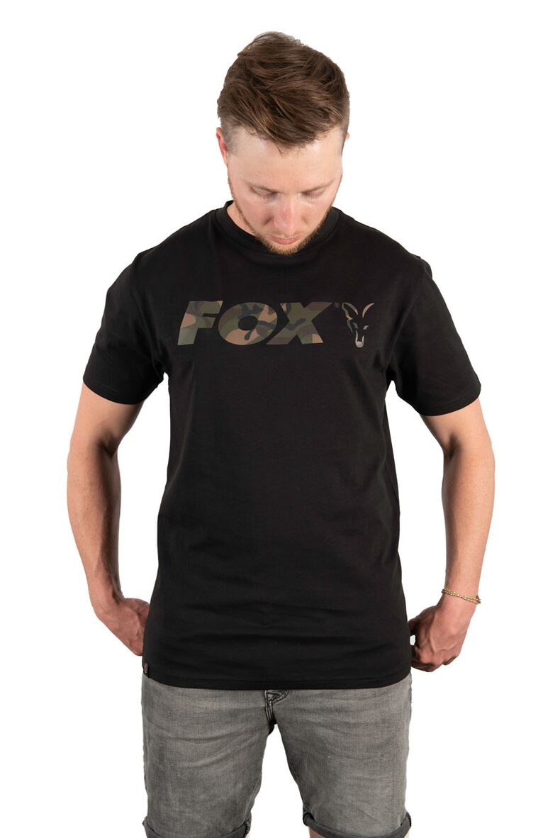 Футболка FOX Black/Camo Chest Print T-Shirt — фото 3 — CARPshop