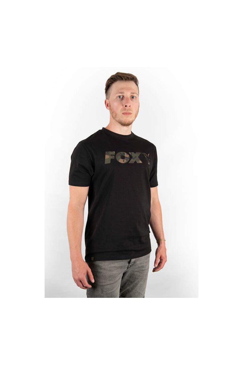 Футболка FOX Black/Camo Chest Print T-Shirt — фото 2 — CARPshop