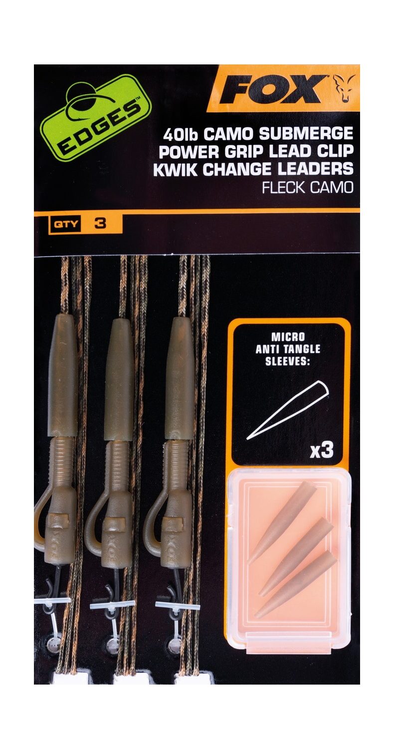Набор готовых оснасток "безопасная клипса" FOX Camo Submerge Power Grip Lead Clip Kwik Change Leaders