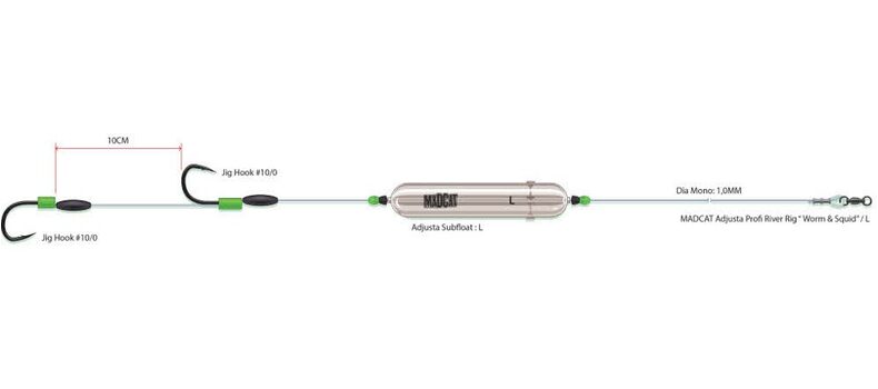 Готовые оснастки на сома MADCAT ADJUSTA PROFI RIVER RIGS WORM & SQUID размер L — CARPshop