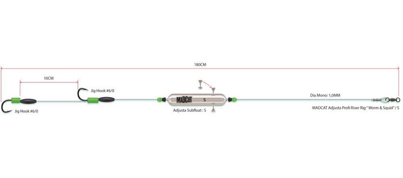 Готовые оснастки на сома MADCAT ADJUSTA PROFI RIVER RIGS WORM & SQUID размер S — CARPshop