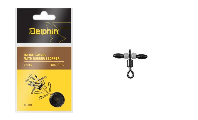 Коннектор скользящий для поплавка со стопорами DELPHIN Inline Swivel with Rubber — фото 2 — CARPshop