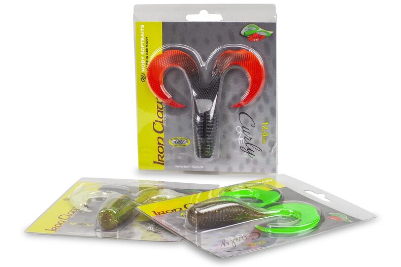 Твистер плавающий IRON CLAW Moby Softbaits CURLY ONE Non Toxic / 12cm / Salt´n Pepper Chartreuse