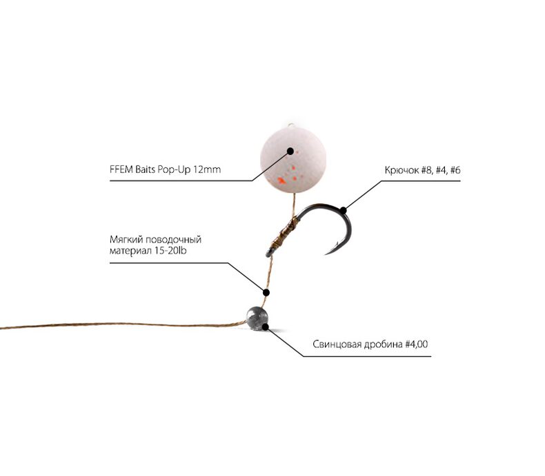 Плавающие бойлы FFEM Pop-Up White Krill (белый криль) 12mm — фото 3 — CARPshop