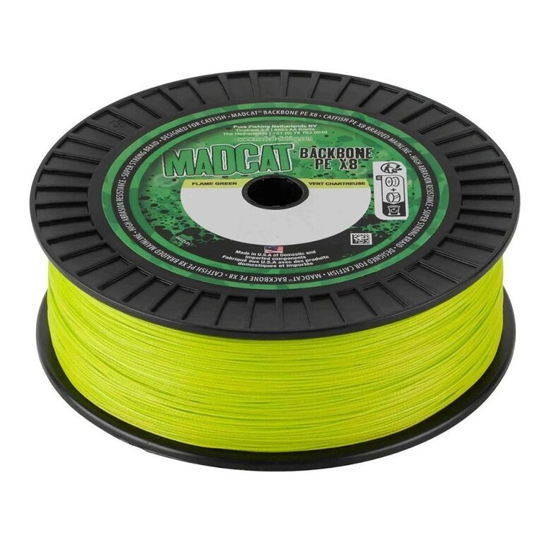 Леска плетеная MADCAT® BACKBONE PE X8 Braided Main Line - 300m - 59.1kg - 0.50mm - CHARTREUSE