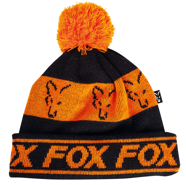 Шапка с помпоном FOX Black & Orange Lined Bobble