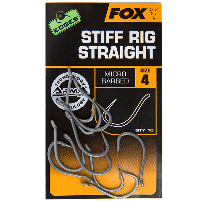 Крючки FOX EDGES Stiff Rig Straight с прямым жалом — оснастки для карповой рыбалки, купить в CARPshop