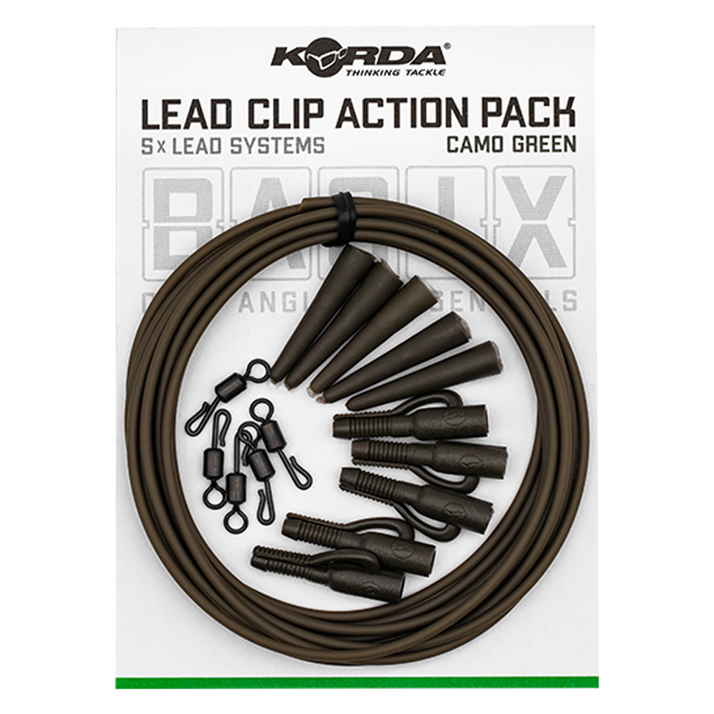 Набор для монтажа KORDA BASIX Lead Clip Action Pack Camo Green для карповой рыбалки — CARPshop