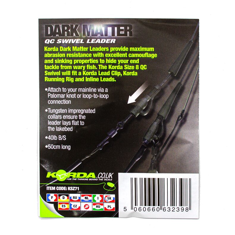 Готовый монолидер с быстросъёмом Korda Dark Matter QC Swivel Leader — фото 3 — CARPshop