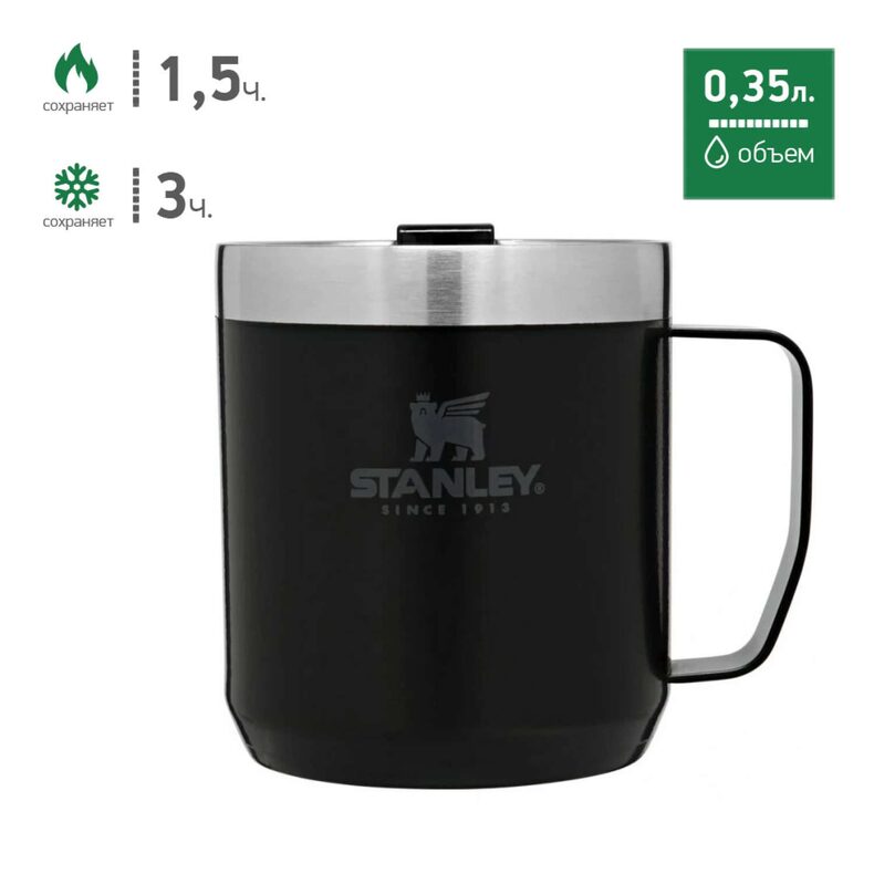 Термокружка STANLEY Classic с ручкой 0.35L чёрная