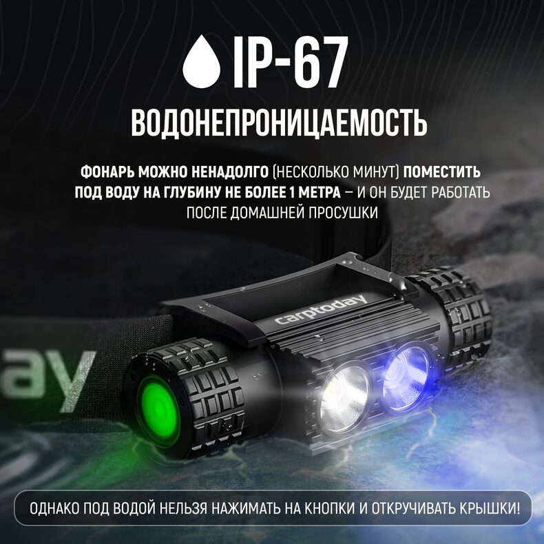 Налобный фонарь Carptoday Apollo Blue 2 с функцией подсвечивания лески — фото 9 — CARPshop