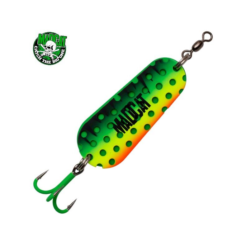 Блесна колеблющаяся MADCAT A-STATIC TWIN TURBINE SPOON 110g FIRETIGER для сомовой рыбалки — CARPshop