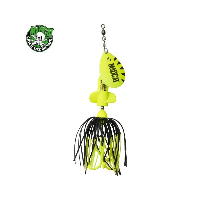 Блесна вращающаяся MADCAT A-STATIC SCREAMING SPINNER 65g FLUO YELLOW для ловли сома — CARPshop