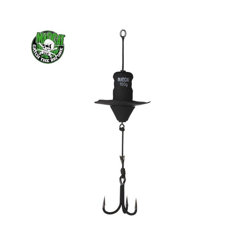 Вертикальная блесна A-STATIC SILENT TEASER Treble Hook 150g BLACK для сомовой рыбалки — CARPshop