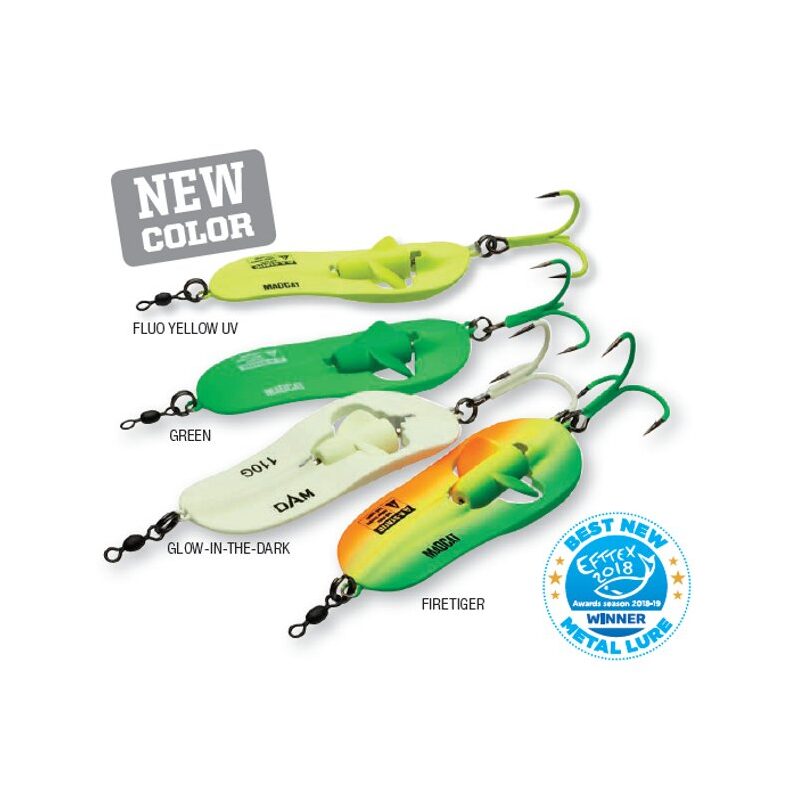 Блесны колеблющиеся MADCAT® A-STATIC RATTLIN' SPOON - 110g - FLUO YELLOW UV — фото 2 — CARPshop