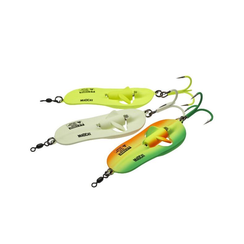Блесны колеблющиеся MADCAT® A-STATIC RATTLIN' SPOON - 110g - FLUO YELLOW UV — фото 3 — CARPshop