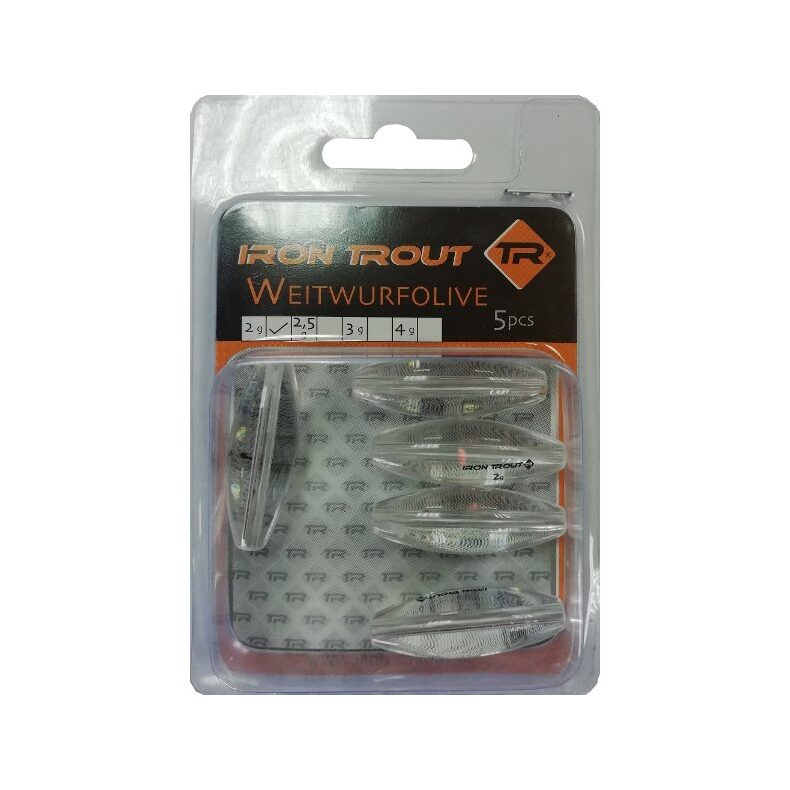 Груз-оливка прозрачный IRON TROUT Long Cast Olive / 4g - 5шт. — фото 2 — CARPshop