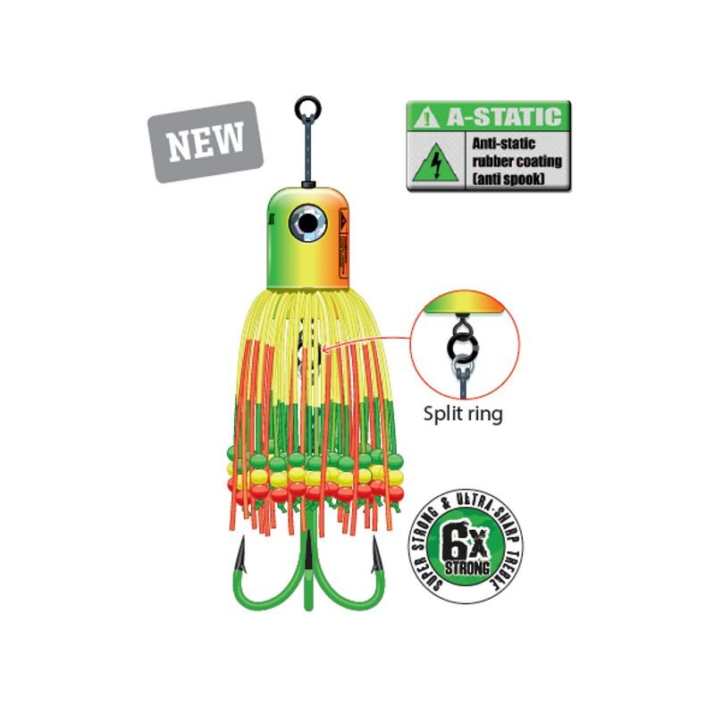 Блесны вертикальные MADCAT® A-STATIC CLONK TEASER Treble Hook - 100g - FLUO YELL — фото 2 — CARPshop