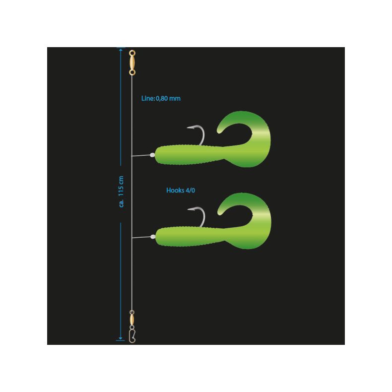Оснастка морская AQUANTIC® Double Twisterrig XL - №4/0 / 0.80mm / 115cm - CH — фото 2 — CARPshop