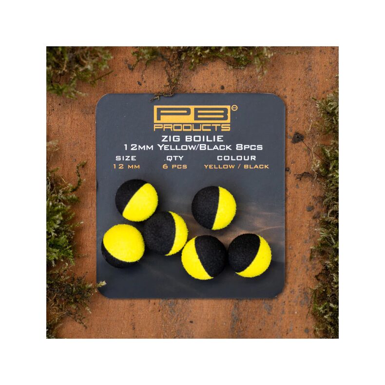 Плавающие насадки PB Products Zig Boilie - 12mm - Black/Yellow - 6шт. — купить в интернет-магазине CARPshop