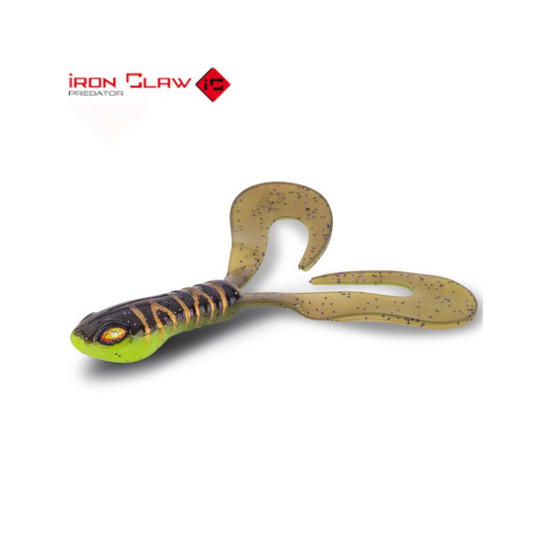 Твистер Iron Claw TURBO X-TAIL 8cm UV Green Tiger для карповой рыбалки — купить в CARPshop