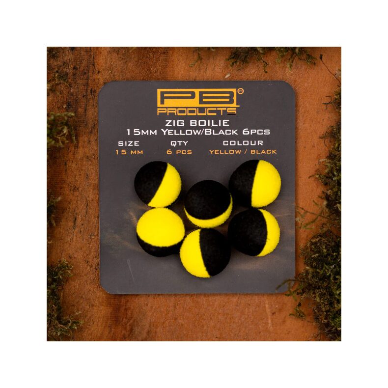 Плавающие насадки PB Products Zig Boilie - 15mm - Black/Yellow - 6шт.