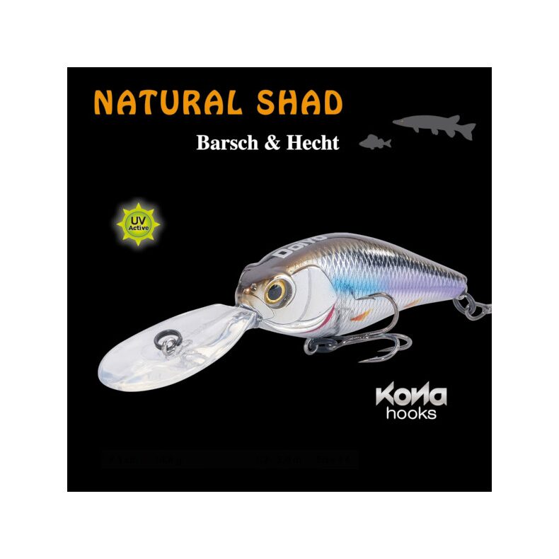Воблер нейтральной плавучести DOIYO NATURAL SHAD - 7.5cm / 14.8g / 1.2-2.0m - UV Metal Roach