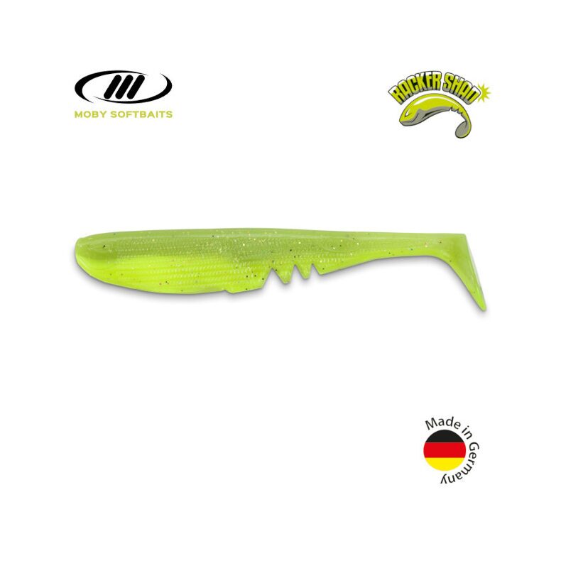 Виброхвост плавающий IRON CLAW Moby Softbaits RACKER SHAD UV Non Toxic / 12.5cm / Fluo Yellow Chartreuse — купить в интернет-магазине CARPshop