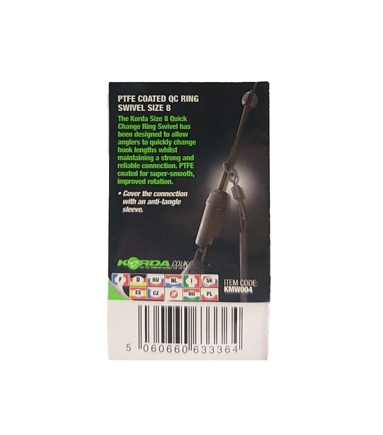 Вертлюг быстросъемный с кольцом Korda QC Ring Swivel c покрытием из PTFE — фото 5 — CARPshop