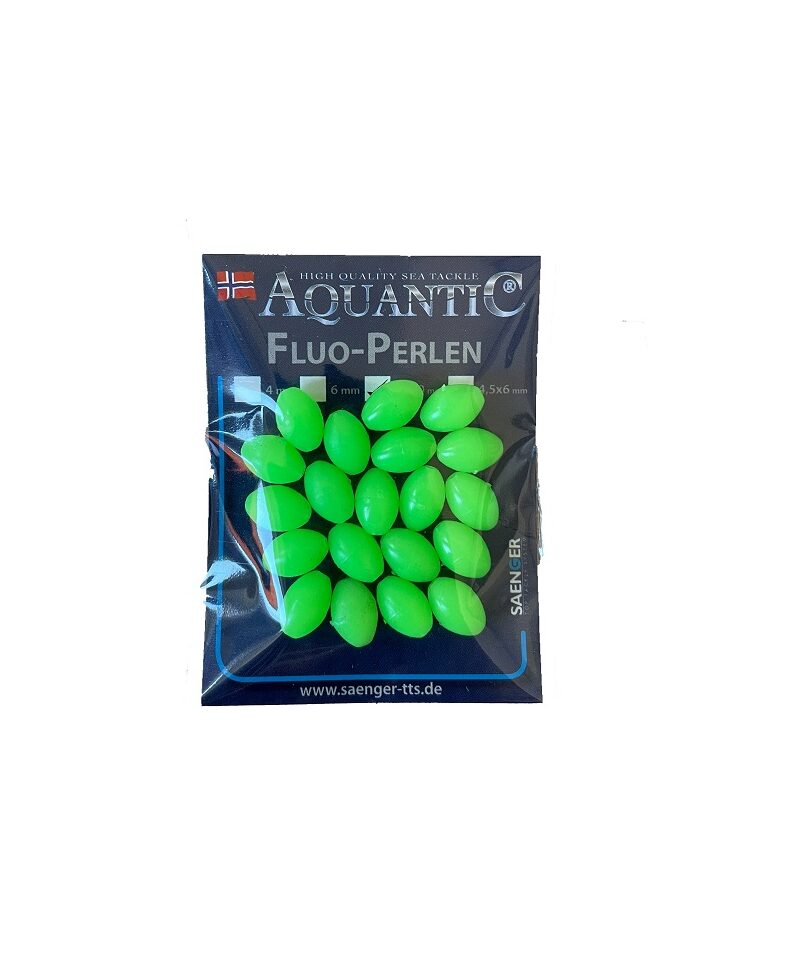 Бусина AQUANTIC® Fluo Bead - 7x10 mm / Oval - Green - 20 шт. — фото 2 — CARPshop