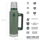 Термос STANLEY Classic 1.4L тёмно-зелёный, изображение 2