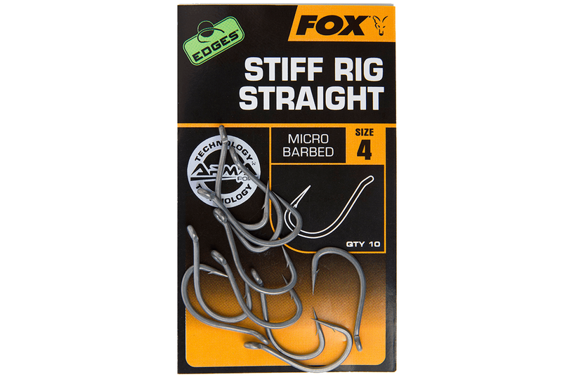 Крючки FOX EDGES Stiff Rig Straight с прямым жалом, Размер крючка: № 4